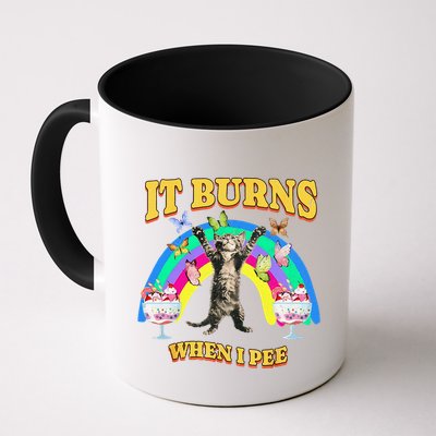 It Burns When I Pee Funny Cat Meme Rainbow Saying Sarcastic Mug