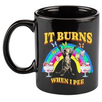 It Burns When I Pee Funny Cat Meme Rainbow Saying Sarcastic 11oz C Handle Ceramic Mug