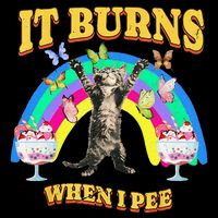 It Burns When I Pee Funny Cat Meme Rainbow Saying Sarcastic Drawstring Bag