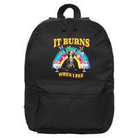 It Burns When I Pee Funny Cat Meme Rainbow Saying Sarcastic 16 in Basic Backpack
