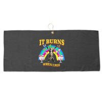 It Burns When I Pee Funny Cat Meme Rainbow Saying Sarcastic Large Microfiber Waffle Golf Towel