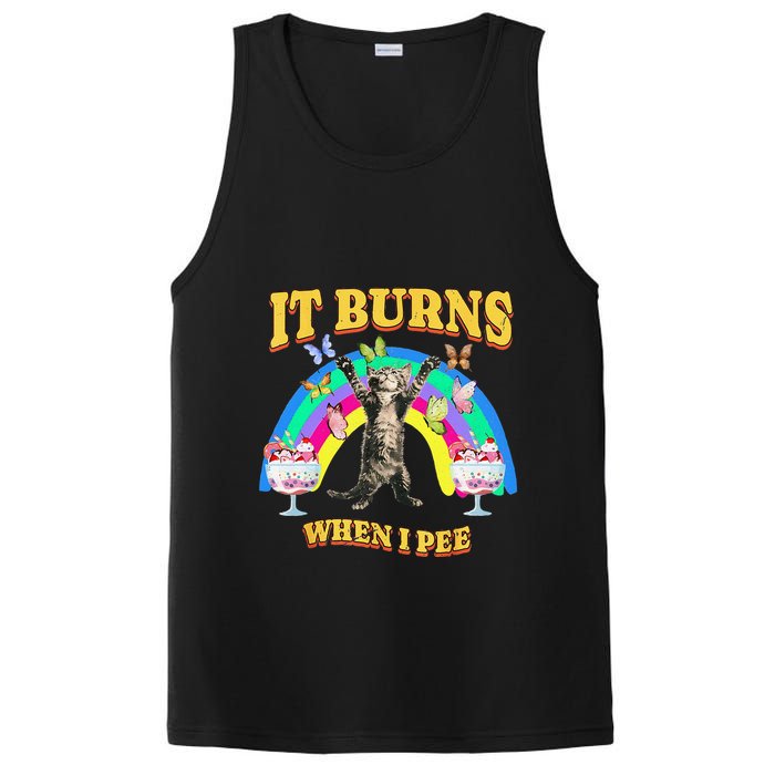 It Burns When I Pee Funny Cat Meme Rainbow Saying Sarcastic PosiCharge Competitor Tank