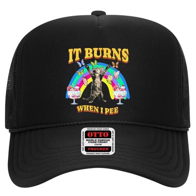 It Burns When I Pee Funny Cat Meme Rainbow Saying Sarcastic Trucker Hat