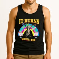 It Burns When I Pee Funny Cat Meme Rainbow Saying Sarcastic Tank Top