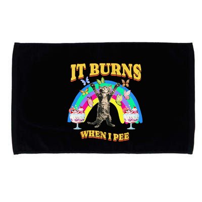 It Burns When I Pee Funny Cat Meme Rainbow Saying Sarcastic Microfiber Hand Towel