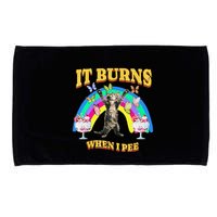 It Burns When I Pee Funny Cat Meme Rainbow Saying Sarcastic Microfiber Hand Towel