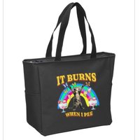 It Burns When I Pee Funny Cat Meme Rainbow Saying Sarcastic Zip Tote Bag