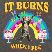 It Burns When I Pee Funny Cat Meme Rainbow Saying Sarcastic Cotton Canvas Backpack