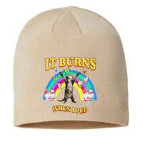 It Burns When I Pee Funny Cat Meme Rainbow Saying Sarcastic Sustainable Beanie