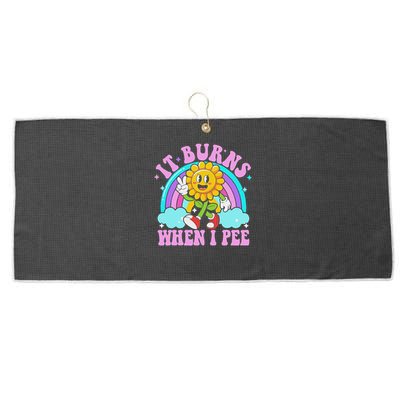 It Burns When I Pee Funny Sarcastic Ironic Inappropriate Large Microfiber Waffle Golf Towel