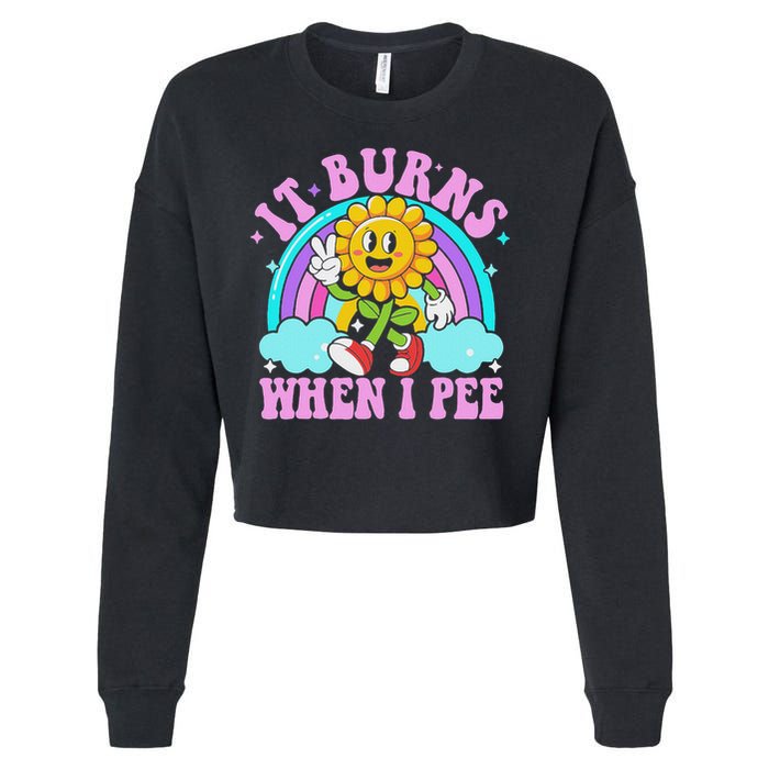 It Burns When I Pee Funny Sarcastic Ironic Inappropriate Cropped Pullover Crew