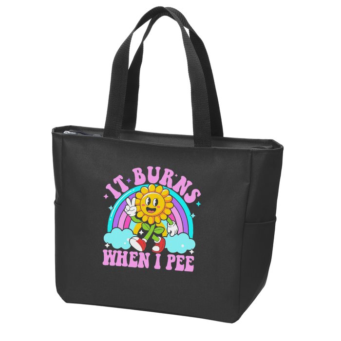 It Burns When I Pee Funny Sarcastic Ironic Inappropriate Zip Tote Bag