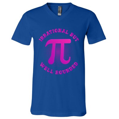 Irrational But Well Rounded Funny Pi Day 3 14 Teacher Math Cool Gift V-Neck T-Shirt