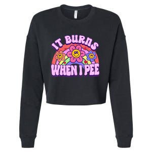 It Burns When I Pee Funny Sarcastic Ironic Inappropriate Cropped Pullover Crew