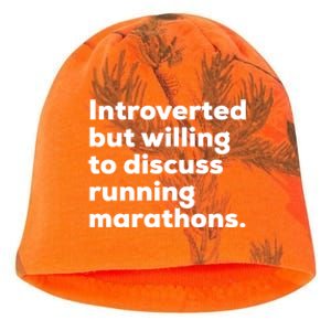 Introverted But Willing To Discuss Running Marathons Gift Kati - Camo Knit Beanie