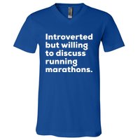 Introverted But Willing To Discuss Running Marathons Gift V-Neck T-Shirt