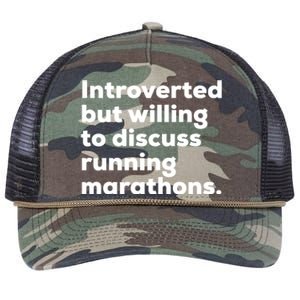 Introverted But Willing To Discuss Running Marathons Gift Retro Rope Trucker Hat Cap