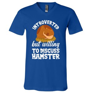 Introverted But Willing To Discuss Hamster Funny Hamster Gift V-Neck T-Shirt