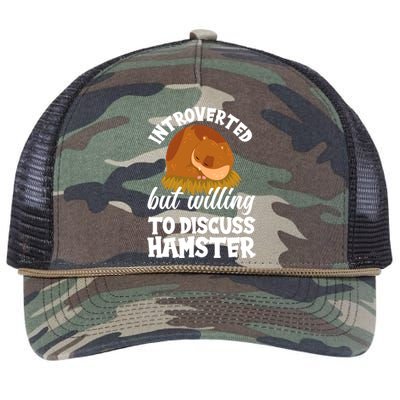 Introverted But Willing To Discuss Hamster Funny Hamster Gift Retro Rope Trucker Hat Cap