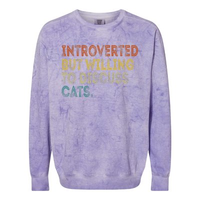 Introverted But Willing To Discuss Cats Lovers Kitten Colorblast Crewneck Sweatshirt