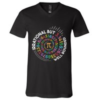 Irrational But Well Rounded Pi Day Math Teacher Student Geek V-Neck T-Shirt