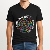 Irrational But Well Rounded Pi Day Math Teacher Student Geek V-Neck T-Shirt