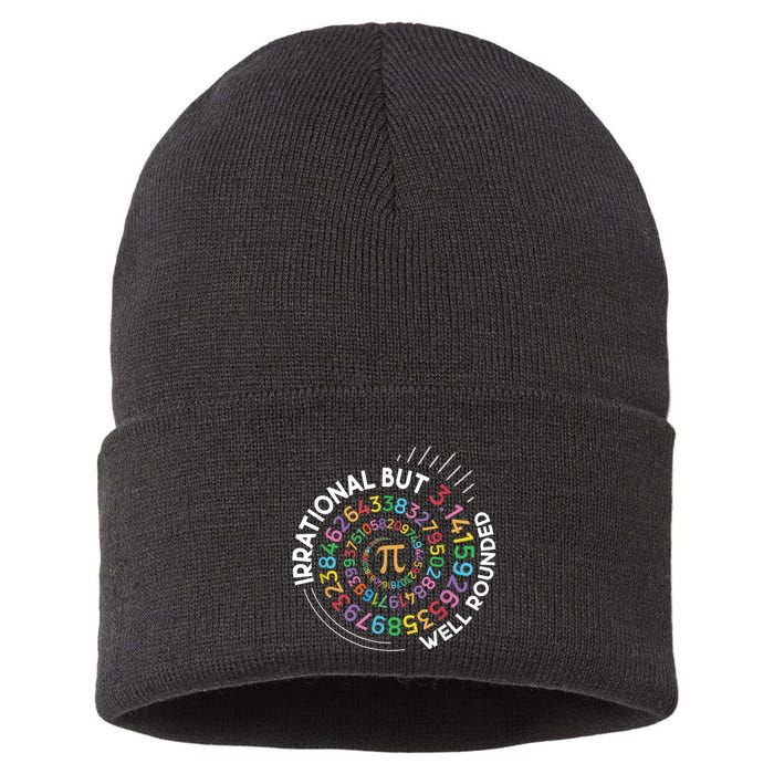 Irrational But Well Rounded Pi Day Math Teacher Student Geek Sustainable Knit Beanie