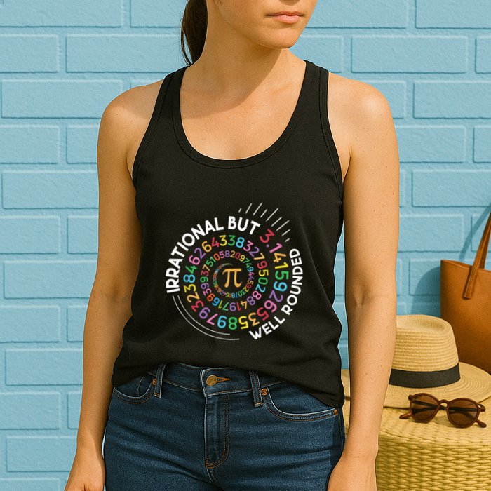 Irrational But Well Rounded Pi Day Math Teacher Student Geek Womens Tank Top