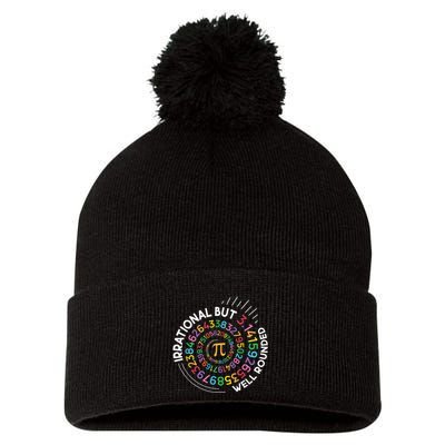 Irrational But Well Rounded Pi Day Math Teacher Student Geek Pom Pom 12in Knit Beanie