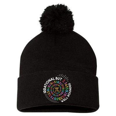 Irrational But Well Rounded Pi Day Math Teacher Student Geek Pom Pom 12in Knit Beanie