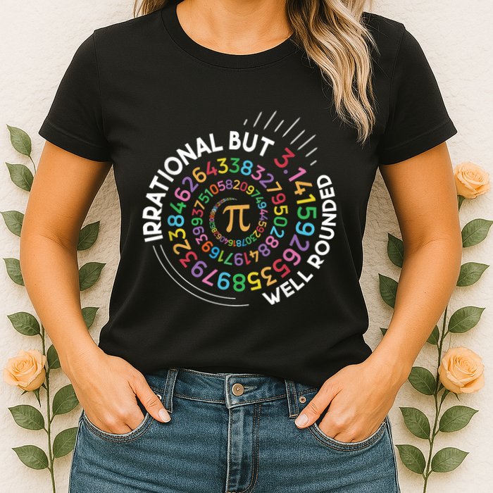 Irrational But Well Rounded Pi Day Math Teacher Student Geek Womens T-Shirt
