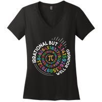 Irrational But Well Rounded Pi Day Math Teacher Student Geek Women's V-Neck T-Shirt