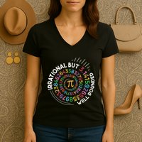 Irrational But Well Rounded Pi Day Math Teacher Student Geek Women's V-Neck T-Shirt