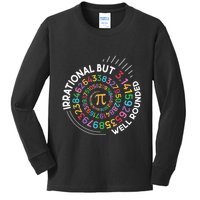 Irrational But Well Rounded Pi Day Math Teacher Student Geek Kids Long Sleeve Shirt
