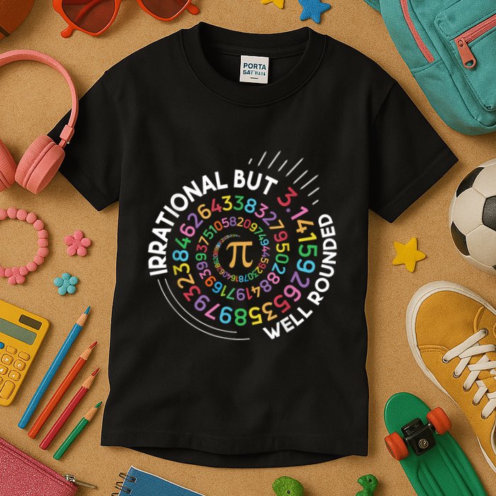 Irrational But Well Rounded Pi Day Math Teacher Student Geek Kids T-Shirt