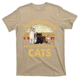 Introverted But Willing To Discuss Cats Funny Cat Mom Retro T-Shirt