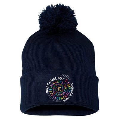 Irrational But Well Rounded Pi Day Math Teacher Student Geek Pom Pom 12in Knit Beanie