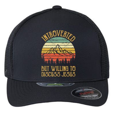 Introverted But Willing To Discuss Jesus Christian Flexfit Unipanel Trucker Cap