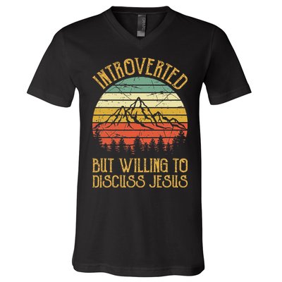 Introverted But Willing To Discuss Jesus Christian V-Neck T-Shirt
