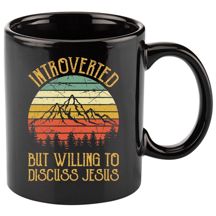 Introverted But Willing To Discuss Jesus Christian 11oz C Handle Ceramic Mug