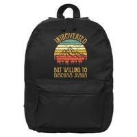 Introverted But Willing To Discuss Jesus Christian 16 in Basic Backpack