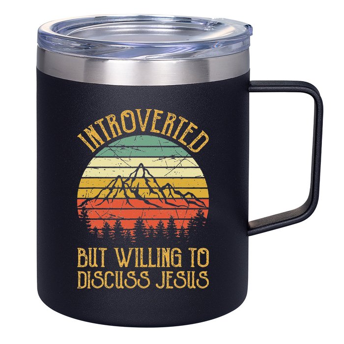 Introverted But Willing To Discuss Jesus Christian 12oz Stainless Steel Coffee Mug
