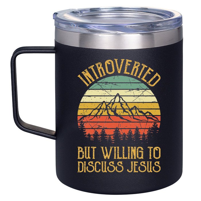 Introverted But Willing To Discuss Jesus Christian 12oz Stainless Steel Coffee Mug