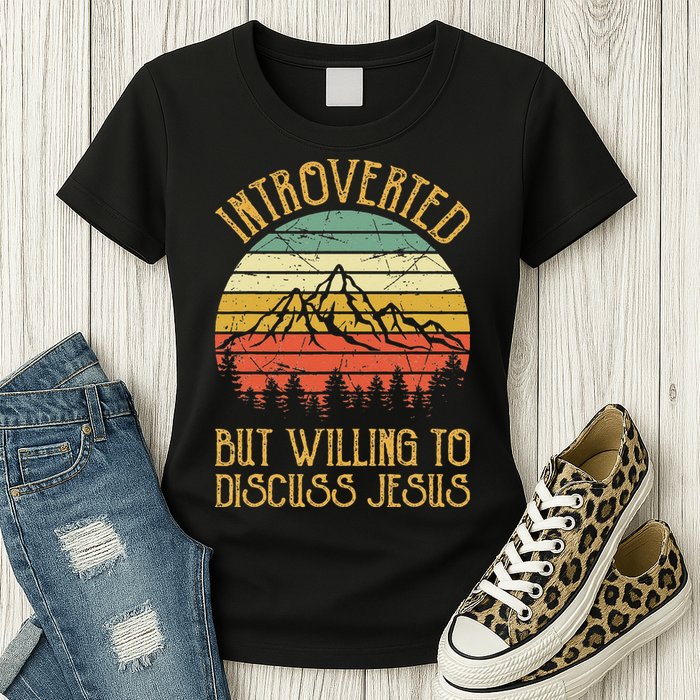 Introverted But Willing To Discuss Jesus Christian Womens T-Shirt