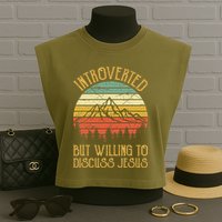 Introverted But Willing To Discuss Jesus Christian Garment-Dyed Women's Muscle Tee