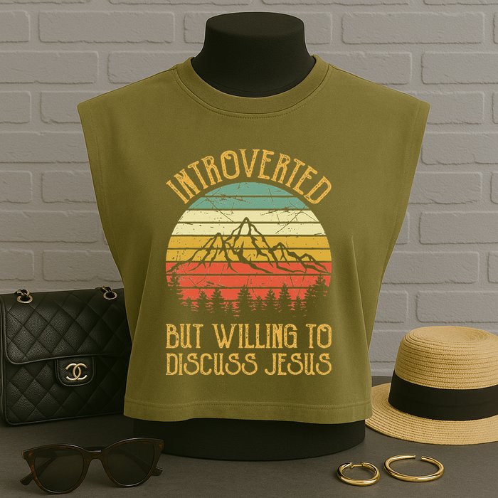 Introverted But Willing To Discuss Jesus Christian Garment-Dyed Women's Muscle Tee