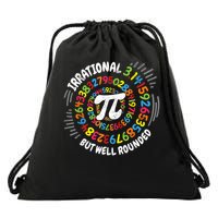 Irrational But Well Rounded 3.14 Pi Day Math Geek Teacher Drawstring Bag
