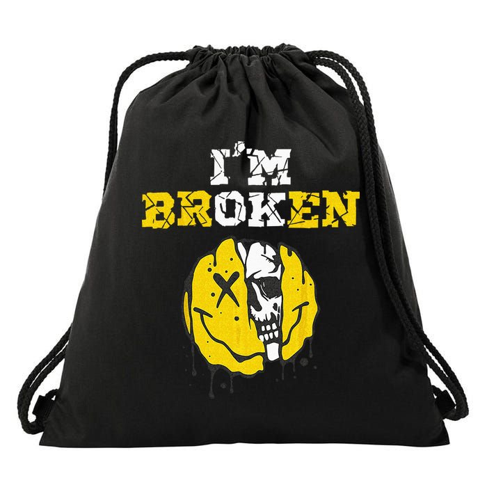 IM Broken Workout Running Invisible Illness Im OK Broken Drawstring Bag