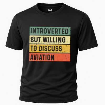 Introverted But Willing To Discuss Aviation Airplane Pilot Cooling Performance Crew T-Shirt
