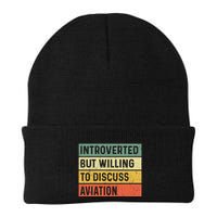 Introverted But Willing To Discuss Aviation Airplane Pilot Knit Cap Winter Beanie